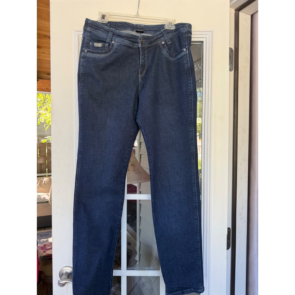 Kuhl Thermik women's dark wash denim blue jeans 14R slim fit